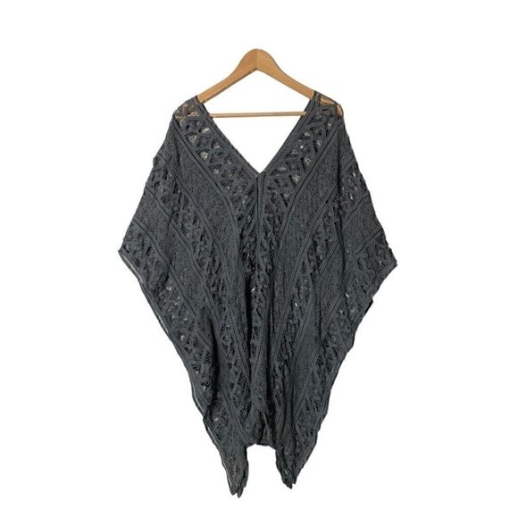 Eberjey Crochet Grey Beach Poncho Coverup M/L - Picture 1 of 5